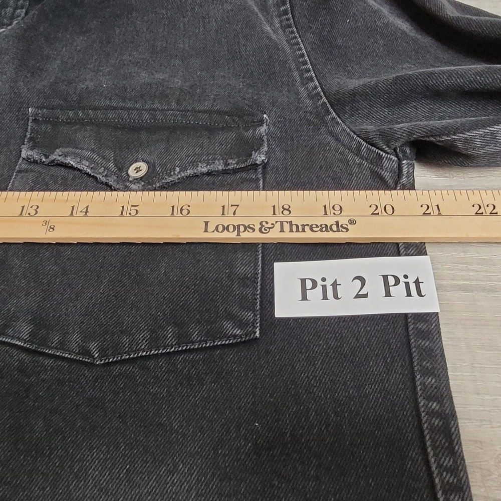 🧥IRO ROEL Shacket Men's L Denim Shirt Jacket Overshirt Black Grunge Streetwear - Picture 11 of 16
